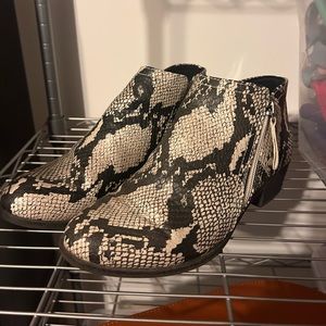 Fake snake skin booties